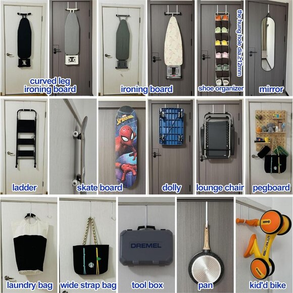 Over The Door Hooks White 4 Pack - Picture 3 of 6